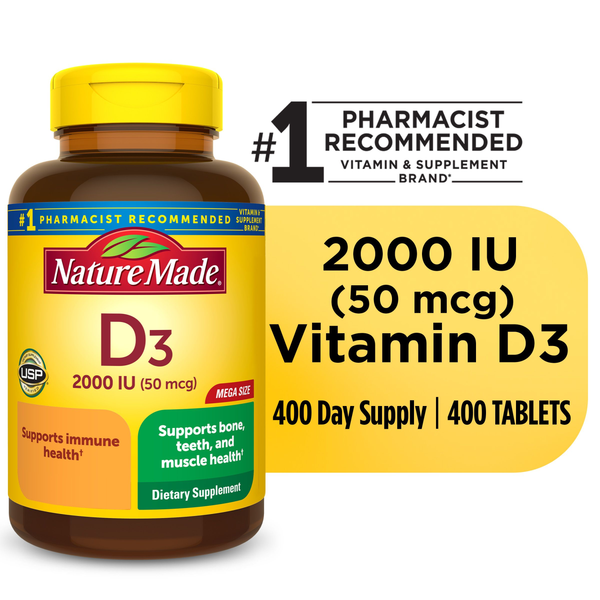 Vitamins & Supplements Nature Made Vitamin D3 2000 IU (50 mcg) Tablets hero