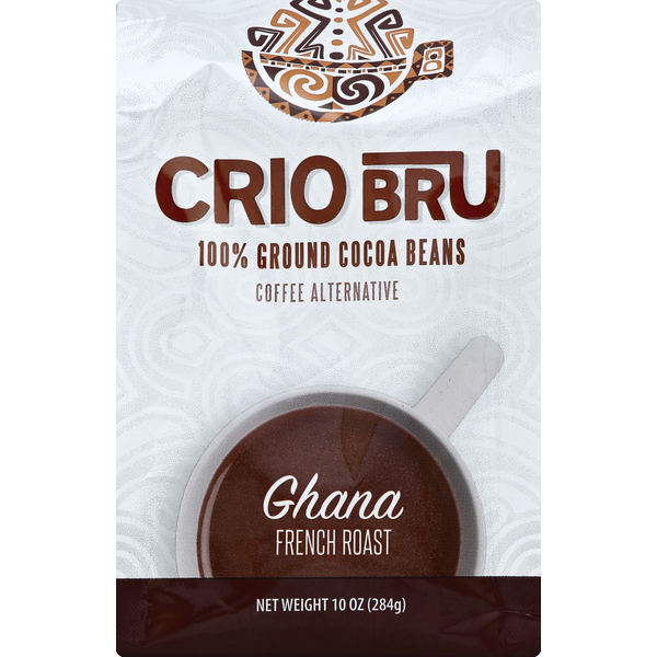 Coffee Crio Bru Coffee Alternative, 100% Ground Cocoa Beans, French Roast, Ghana hero