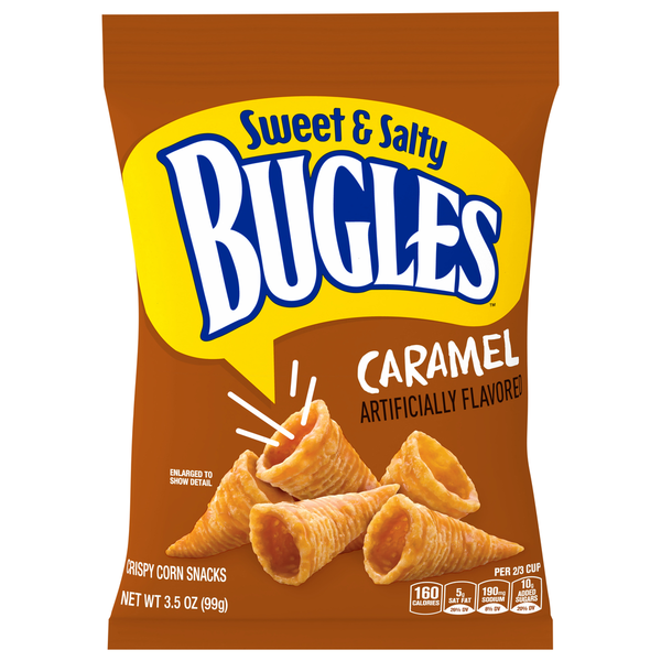 Chips & Pretzels Bugles Corn Snacks, Crispy, Caramel hero