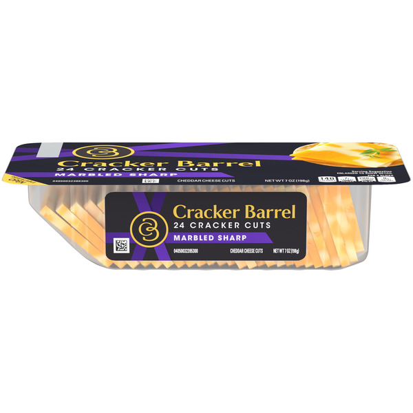 Refrigerated Cracker Barrel Cracker Cuts Marbled Sharp Cheddar Cheese Slices, 24 ct Tray hero