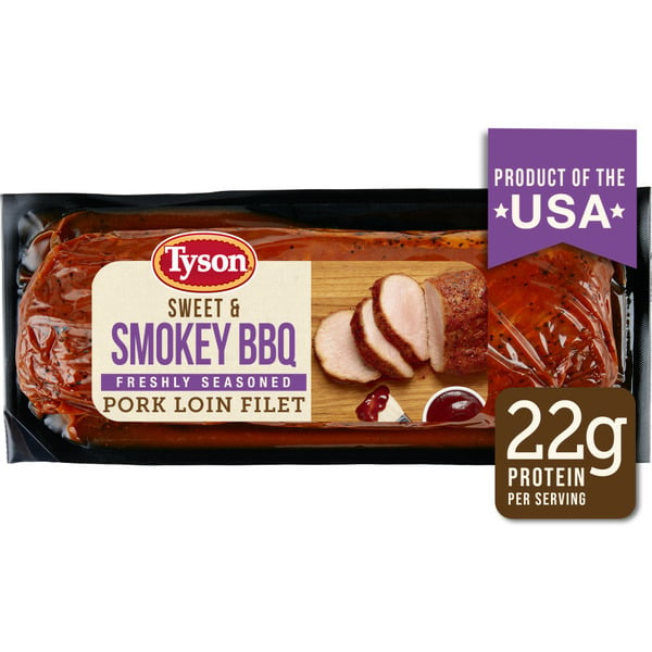 Fresh Pork & Ham Tyson Seasoned Pork Loin Filet, Sweet & Smokey BBQ hero