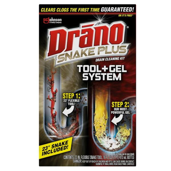 Cleaning Products Drano® Snake Plus Drain Cleaning Kit Tool + Gel System hero