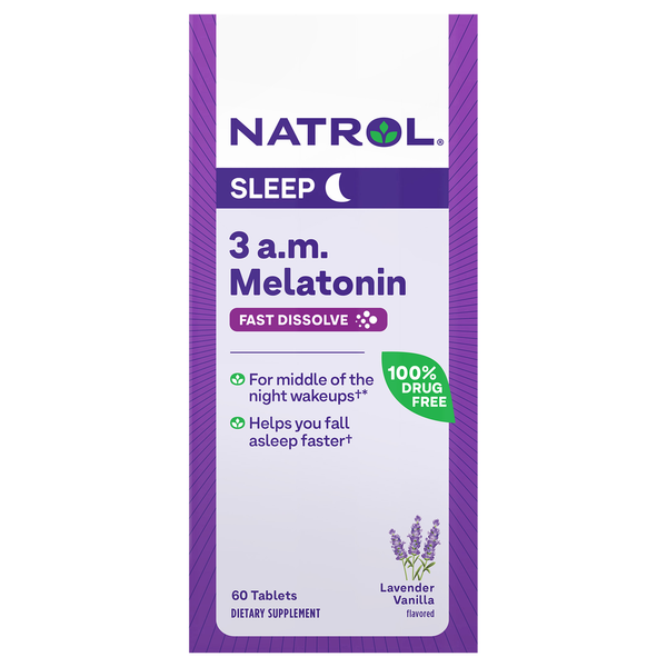 Vitamins & Supplements Natrol Melatonin, 3 a.m., Tablets, Lavender Vanilla hero