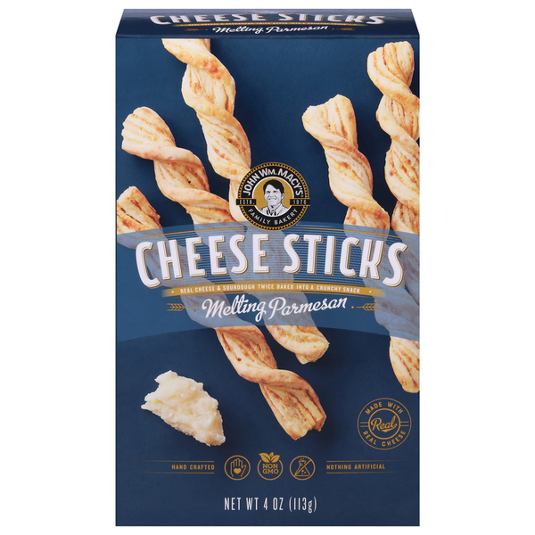 Crackers John Wm. Macy's Cheese Sticks, Melting Parmesan hero