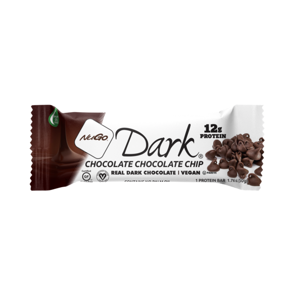 Protein & Nutritional Bars NuGo Dark Chocolate Chocolate Chip, Vegan, Gluten Free, Protein Bar hero