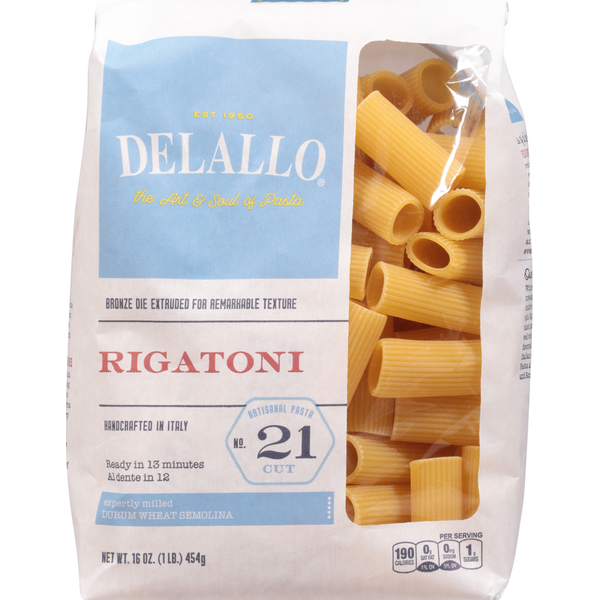 Dry Pasta DeLallo Pasta, Rigatoni, No. 21 Cut hero