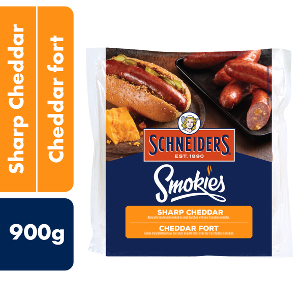 Packaged Cheese Schneiders Smokies, Sharp Cheddar Smoked Sausage hero