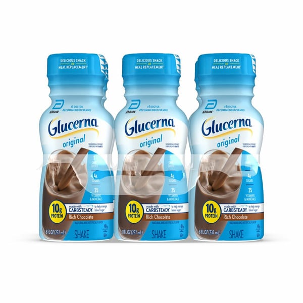 Protein & Meal Replacements Glucerna Diabetes Nutritional Shake Rich Chocolate Ready-To-Drink Bottles hero