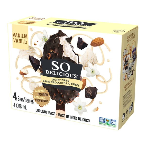 Ice Cream & Ice So Delicious Dairy Free Coconut-Based Frozen Dessert, 4 Coconut Almond Bars hero