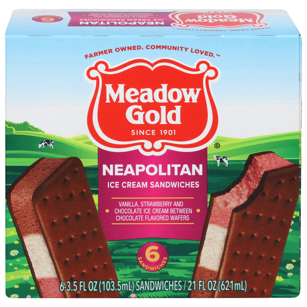 Ice Cream & Ice Meadow Gold Ice Cream Sandwiches, Neapolitan hero