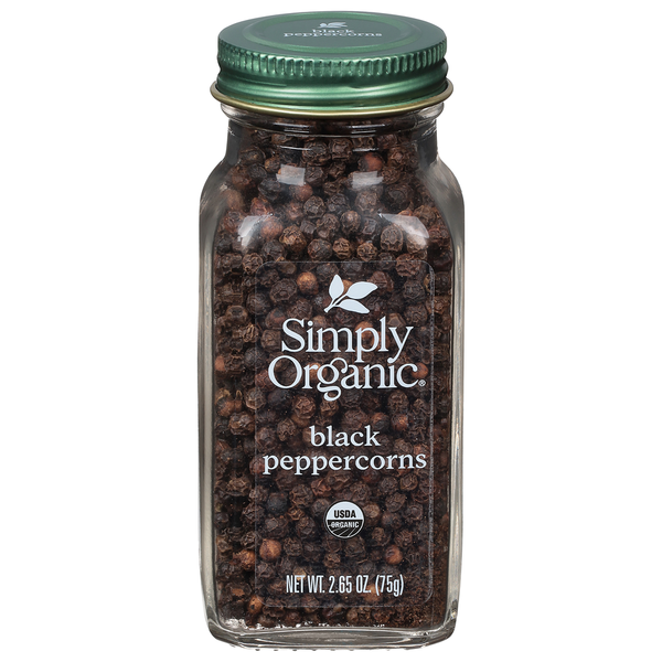 Spices & Seasonings Simply Organic Black Peppercorns hero