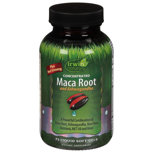 Supplements Irwin Naturals Maca Root and Ashwagandha, Concentrated, Liquid Soft-Gels hero