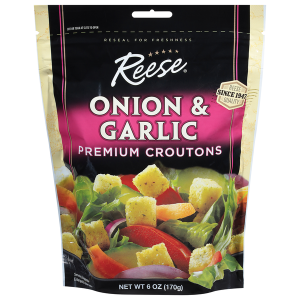 Salad Dressing & Toppings Reese's Croutons, Onion & Garlic, Premium hero