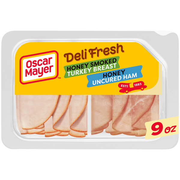 Lunch Meat Oscar Mayer Honey Smoked Turkey Breast & Honey Uncured Ham Sliced Deli Sandwich Lunch Meat hero