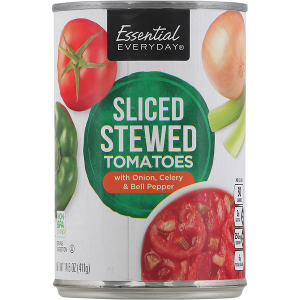 Canned & Jarred Vegetables Essential Everyday Tomatoes with Onion, Celery & Bell Pepper, Sliced, Stewed hero