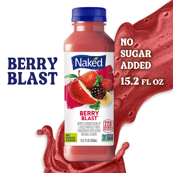 Refrigerated Naked Berry Blast Flavored 100% Fruit Smoothie Blend, 15.2 fl oz Bottle hero