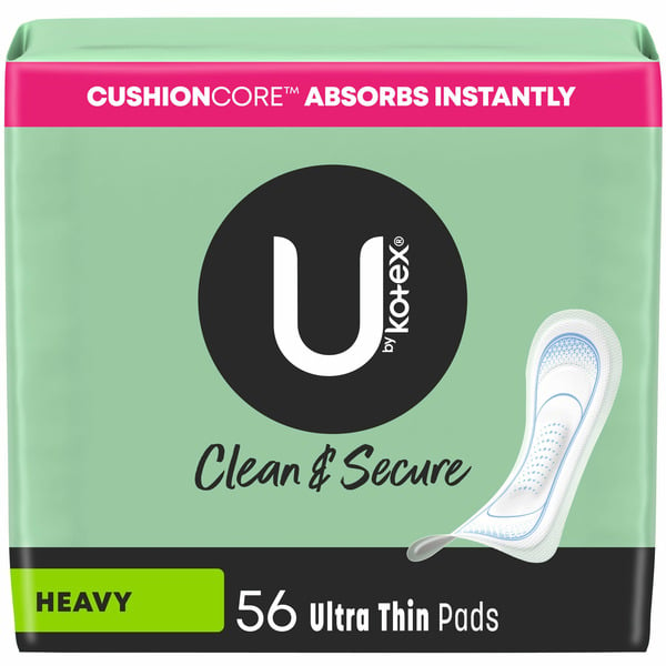 Feminine Care Kotex Clean & Secure Ultra Thin Pads, Heavy Absorbency hero