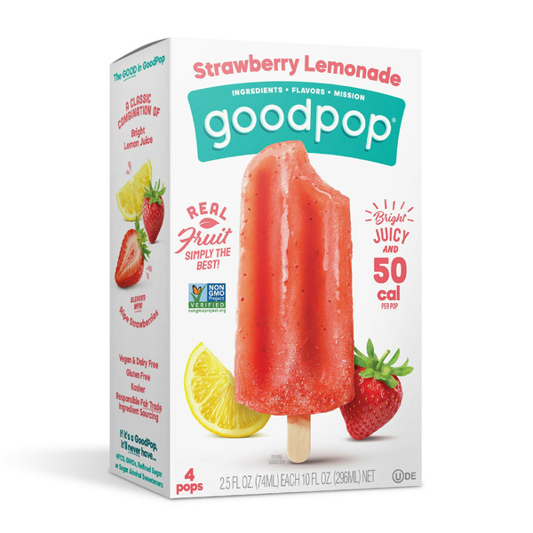 Ice Cream & Ice GoodPop Strawberry Lemonade, Frozen Fruit Bars hero