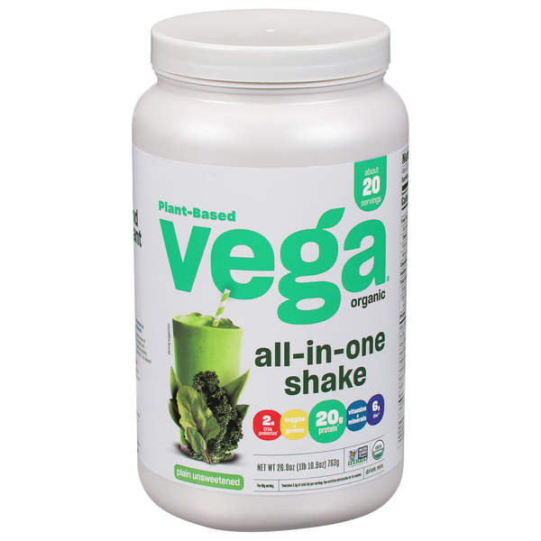 Vitamins & Supplements Vega Drink Mix, All-In-One Shake, Organic, Plain Unsweetened hero