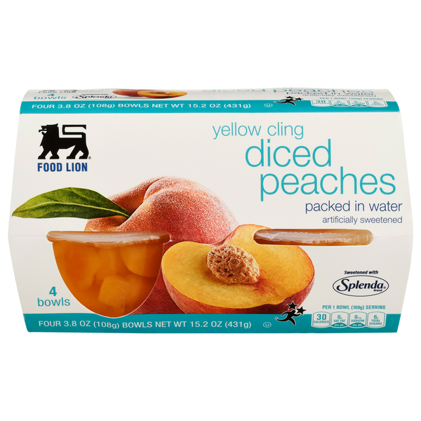 Canned Fruit & Applesauce Food Lion Peaches, Yellow Cling, Diced hero