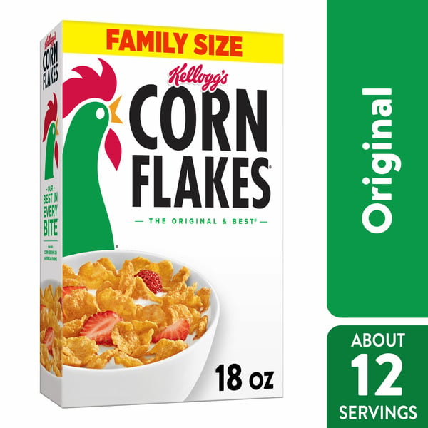 Cereal Kellogg's Corn Flakes Breakfast Cereal, Kids Cereal, Family Breakfast, Original hero