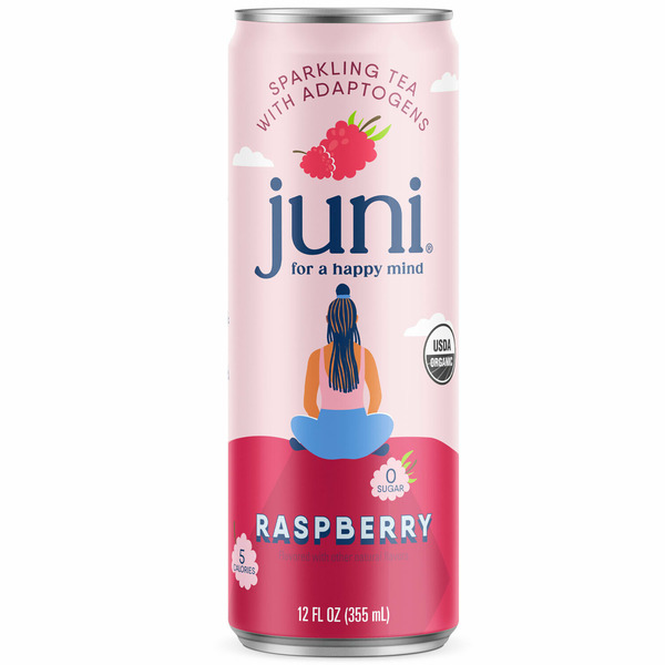 Tea Juni Sparkling Raspberry Tea. Adaptogens, Organic hero