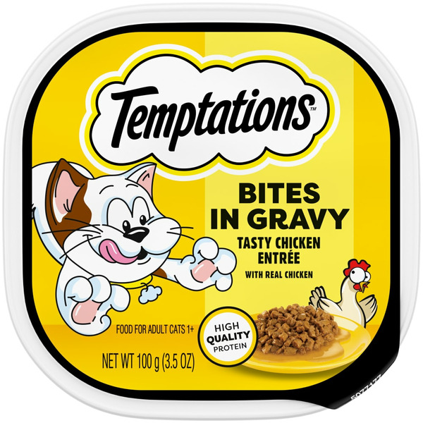 TEMPTATIONS Wet Cat Food, Tasty Chicken Flavor Bites in Gravy hero