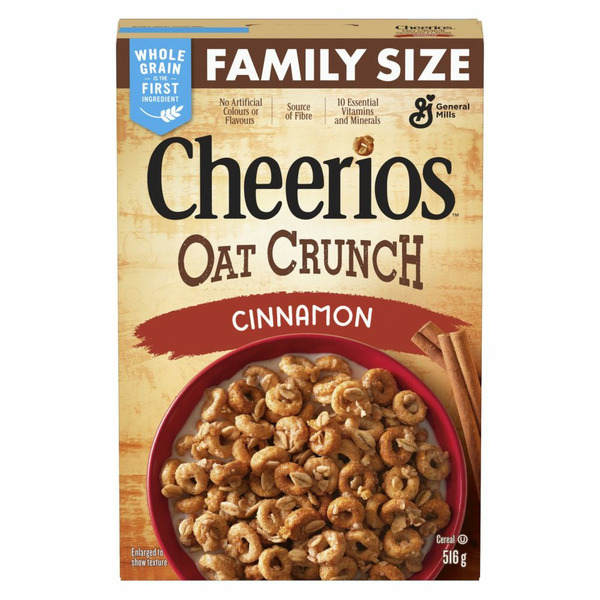 Cereal Cheerios Oat Crunch Breakfast Cereal, Cinnamon, Family Size hero