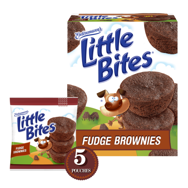 Desserts Entenmann's Little Bites, 5 packs, Chocolate Fudge Mini Brownies hero