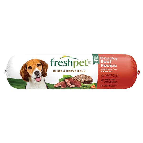 Refrigerated Pet Food Freshpet Dog Food, Chunky Beef Recipe, Slice & Serve Roll hero