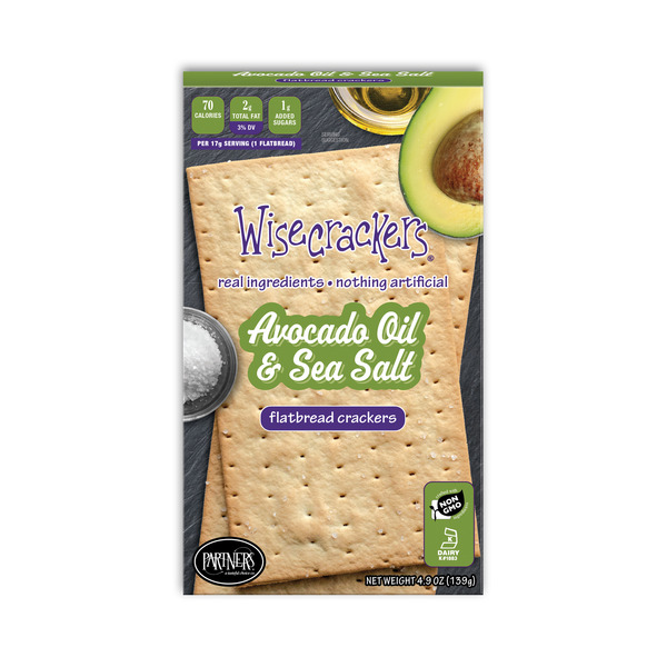 Wisecrackers Avocado Oil & Sea Salt Flatbread Crackers hero