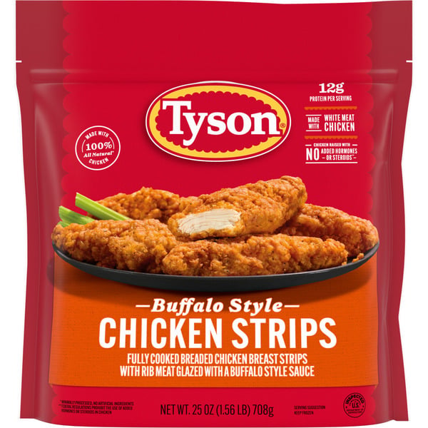 Frozen Meat Tyson Fully Cooked Buffalo Style Chicken Strips, Frozen hero