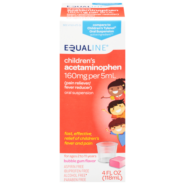 Cold, Flu & Allergy Equaline Acetaminophen, Bubble Gum Flavor, Children's hero