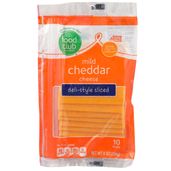 Packaged Cheese Food Club Mild Cheddar Deli-Style Sliced Cheese hero