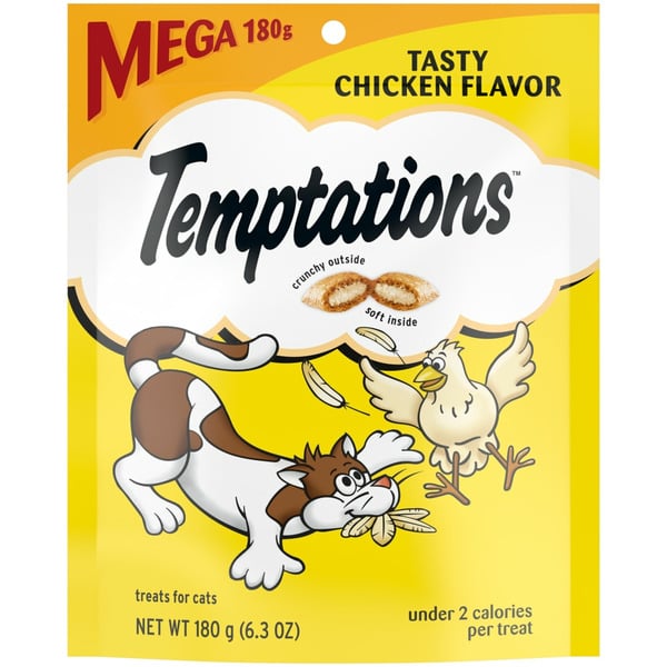 Cat Food TEMPTATIONS Classic Crunchy and Soft Cat Treats Tasty Chicken Flavor hero