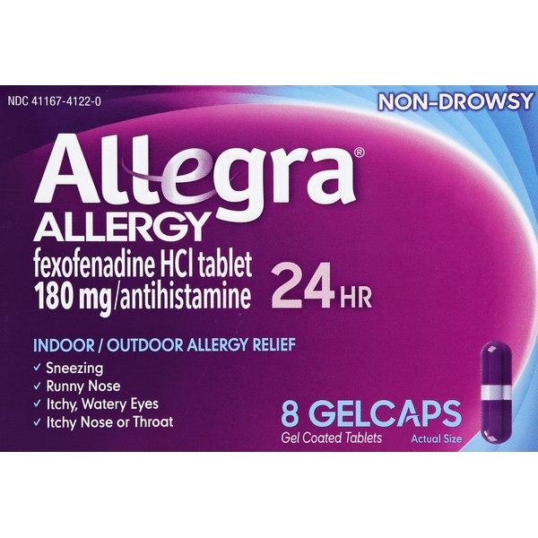 Cold, Flu & Allergy Allegra Allergy, 24 Hour, 180 mg, Non-Drowsy, Gelcaps hero