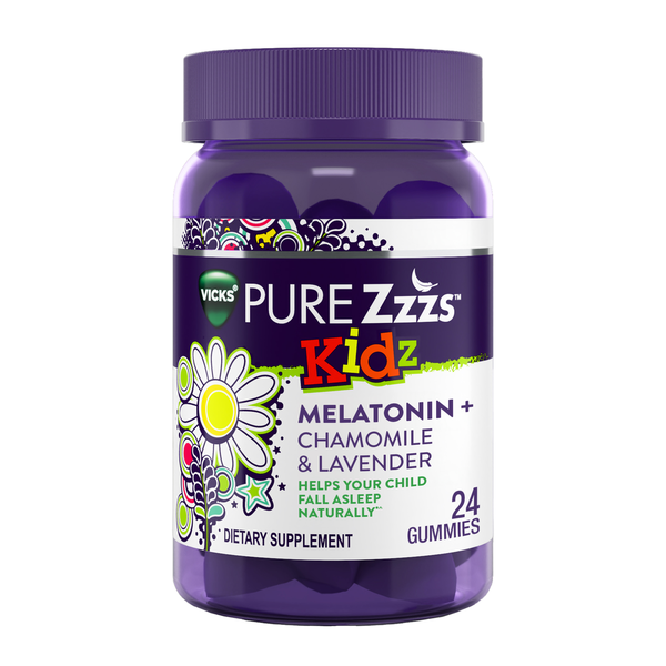 Vitamins & Supplements Vicks PURE Zzzs Kidz Melatonin Sleep Aid Gummies for Children, Berry Flavor hero