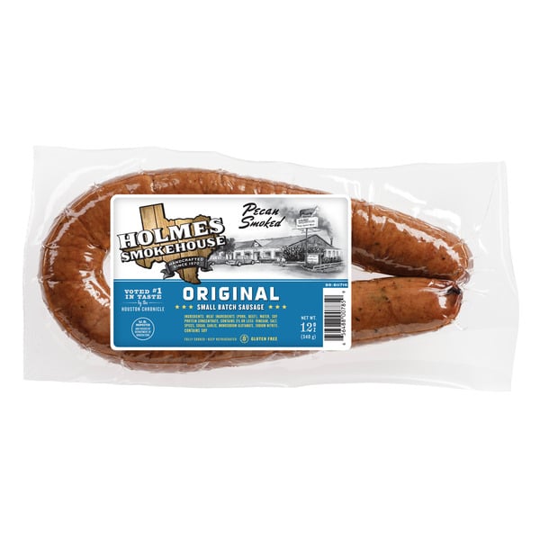 Hot Dogs & Sausage Holmes Smokehouse Original Small Batch Pecan Smoked Sausage hero