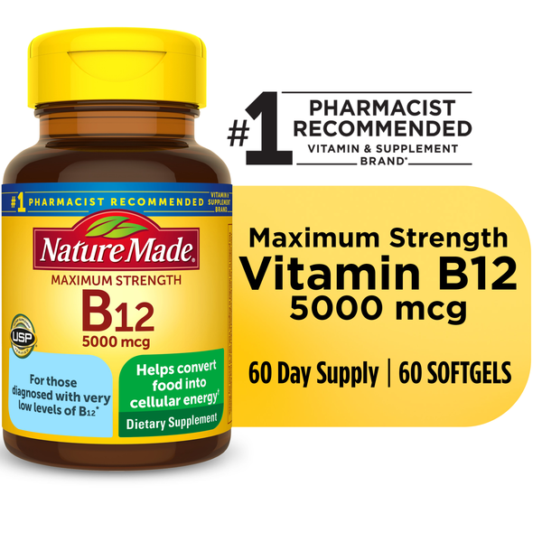 Vitamins & Supplements Nature Made Maximum Strength Vitamin B12 5000 mcg Softgels hero