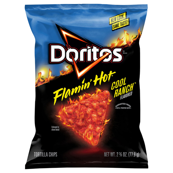 Chips & Pretzels Doritos Tortilla Chips Flamin' Hot Cool Ranch Flavored hero