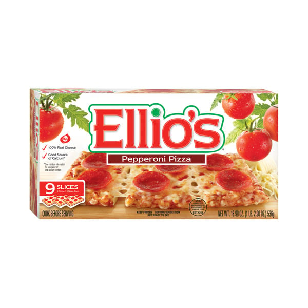 Frozen Pizza Ellio's Pepperoni Pizza, 100% Real Cheese, 9-slice hero