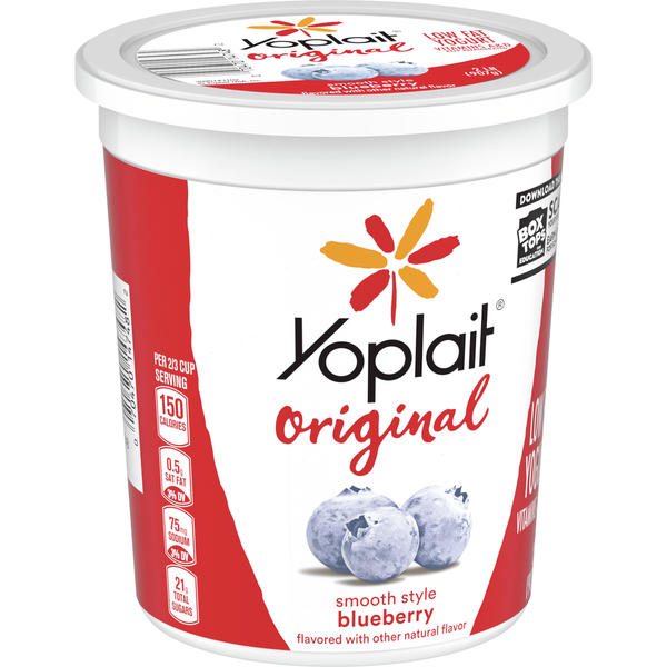 Yogurt Yoplait Original Smooth Style Blueberry Flavored Low Fat Yogurt Tub hero