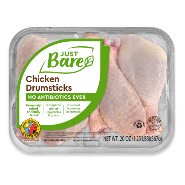 Packaged Poultry Just Bare Natural Fresh Chicken Drumsticks hero