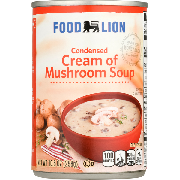 Soup, Broth & Bouillon Food Lion Condensed Soup, Cream of Mushroom hero