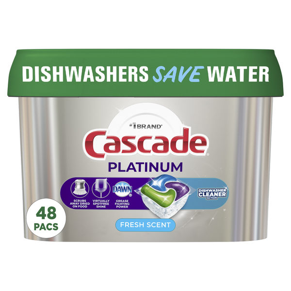 Dish Detergents Cascade Dishwasher Detergent Pods + Cleaner, Fresh hero