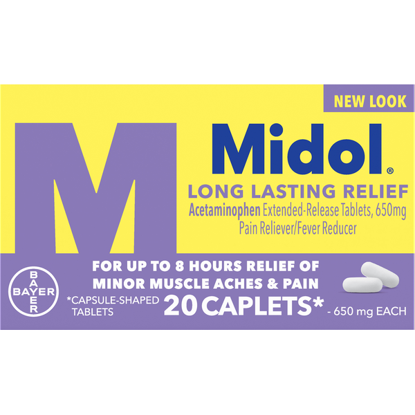 Muscles, Joints & Pain Relief Midol Long Lasting Relief, 650 mg, Caplets hero