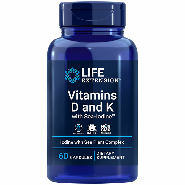 Life Extension Vitamins D and K, with Sea-Iodine, Capsules hero