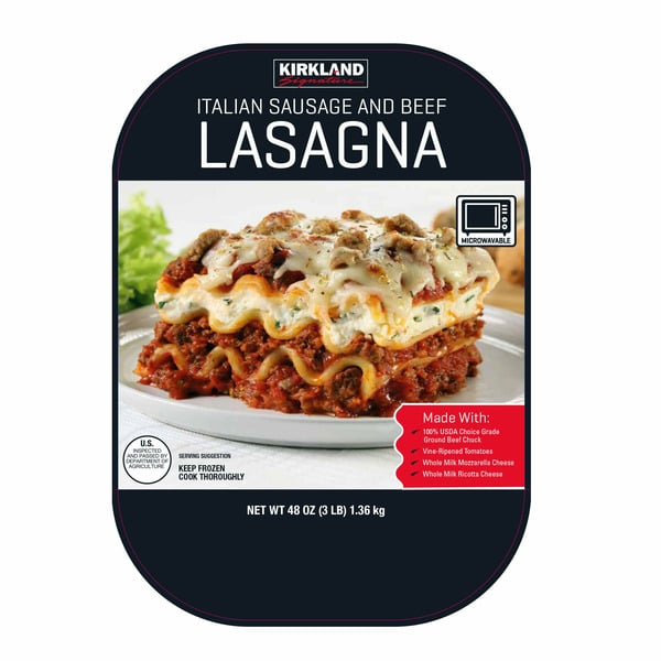 Frozen Meals Kirkland Signature Sausage & Beef Lasagna, 2 x 48 oz hero