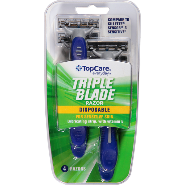 Shave Needs TopCare Razors, Disposable, Triple Blade hero