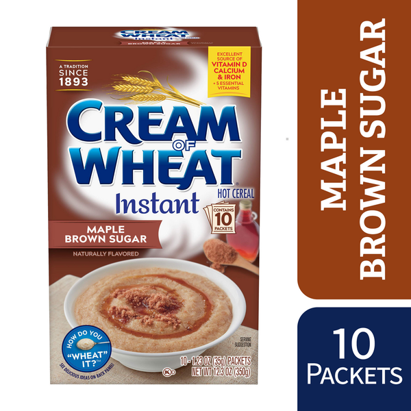 Hot Cereal & Pancake Mixes Cream of Wheat Maple Brown Sugar Instant Hot Cereal, Kosher, 10-1.23 OZ Packets hero